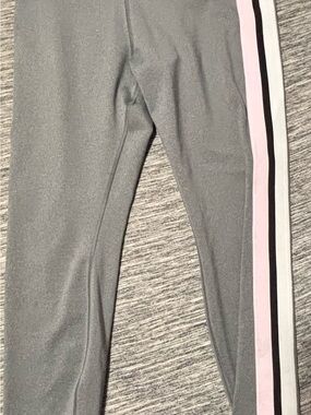 Nike Gray Leggings with Pink and Black Side Stripe